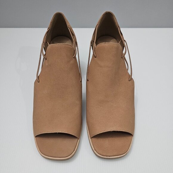 NEW Eileen Fisher Alfie Sandal Caged Peep Toe Heel Honey Tan Nubuck Size 10 - Picture 4 of 14